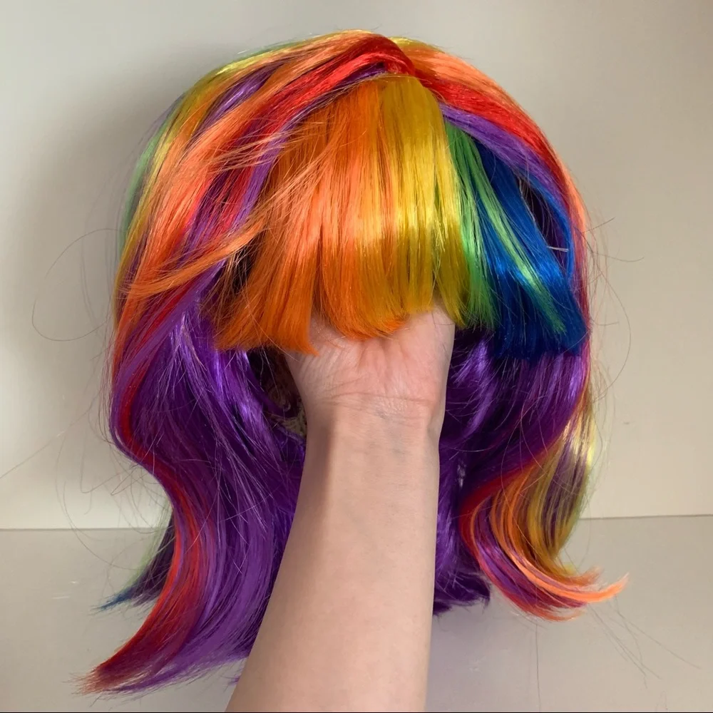 Rainbow wig with bangs